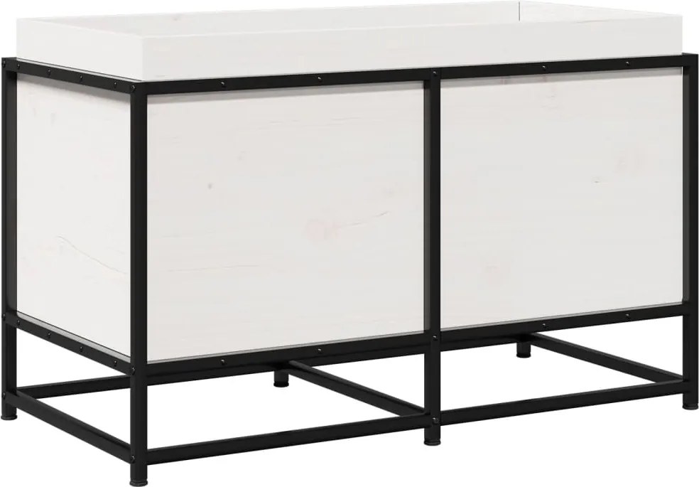 vidaXL Jardinieră de grădină, alb, 80x40x50 cm, lemn masiv de pin