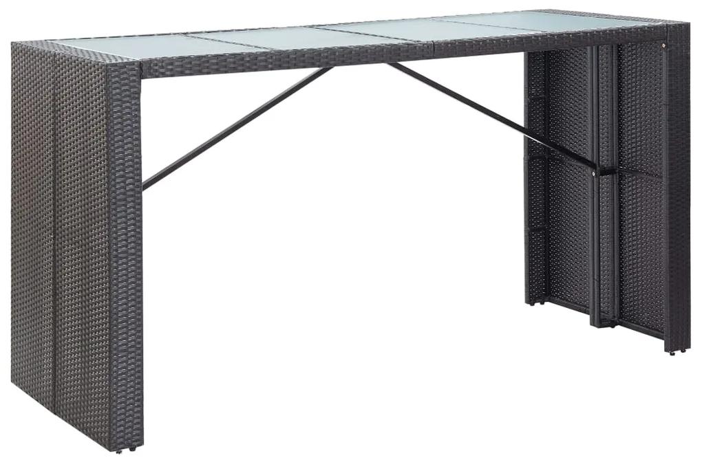 49569 vidaXL Set mobilier de bar de exterior, negru, poliratan