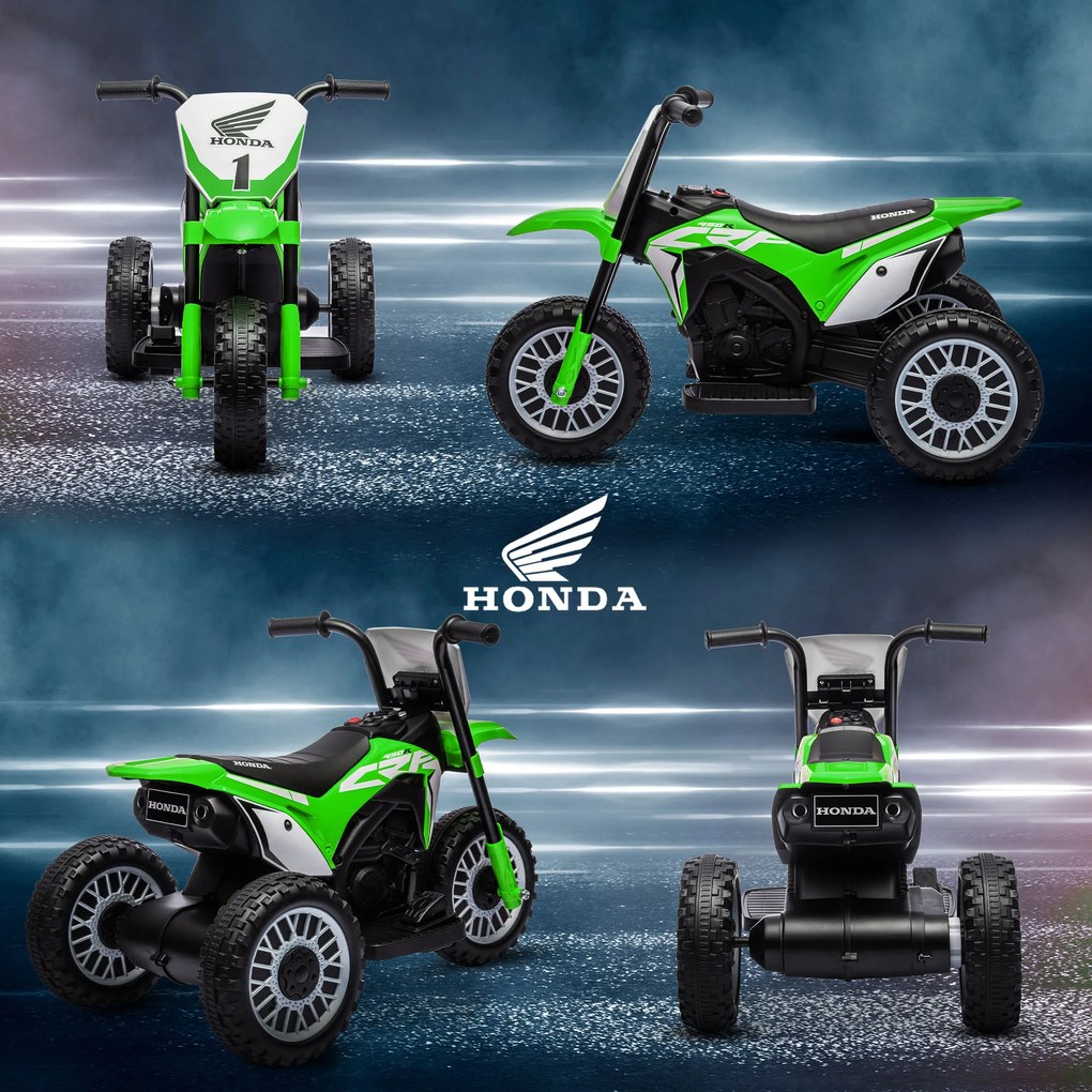 HOMCOM Motocicletă Electrică pentru Copii 6V Honda CRF450RL Licențiată Verde 3 Roți 18-36 Luni | Aosom Romania