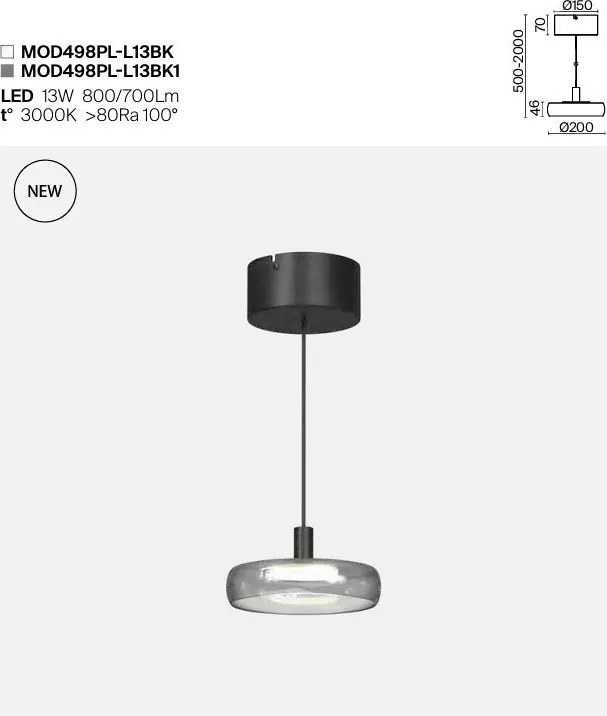 Lustra LED suspendata Float sticla transparenta