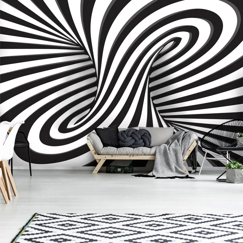 Fototapet - Cercuire 3D alb neagră (152,5x104 cm)