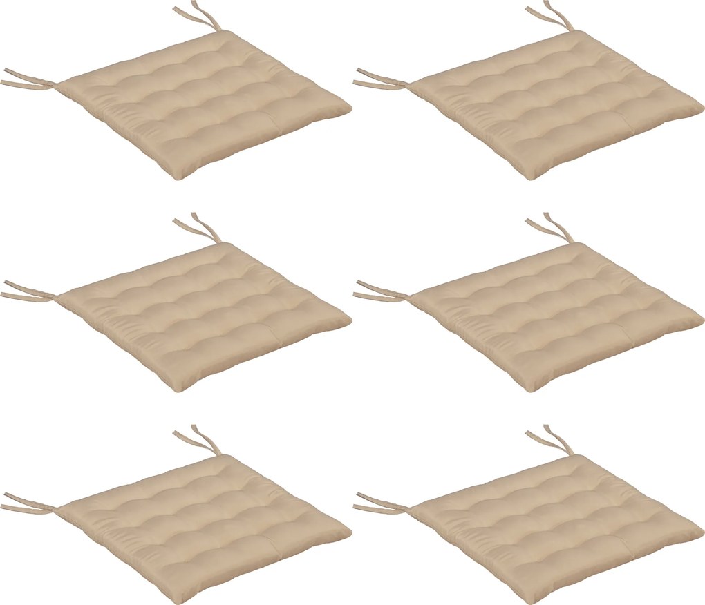 Outsunny Set de 6 Perne pentru Scaune de Dining 40x40 cm 6 Bucăți Perne pentru Scaune de Grădină Matlasate cu Benzi Kaki | Aosom Romania
