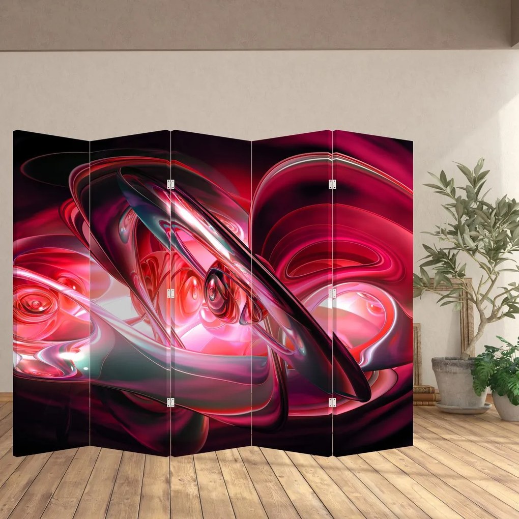 Paravan - Fractalii în roșu (210x170 cm)