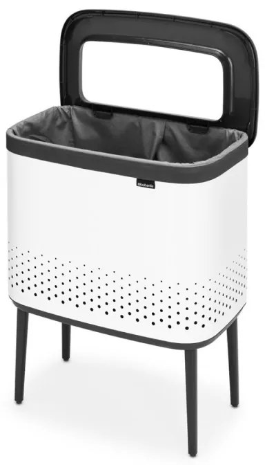 Cos de rufe Brabantia Bo 1004174, 60 L, Umplere fara deschidere, Orificii aerisire, Picioare reglabile, Alb