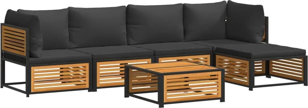 vidaXL Set de canapele grădină cu perne, 6 piese, lemn masiv acacia