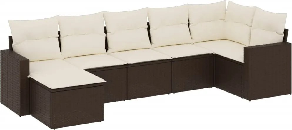 vidaXL Set canapele de grădină cu perne, 7 piese, maro, poliratan