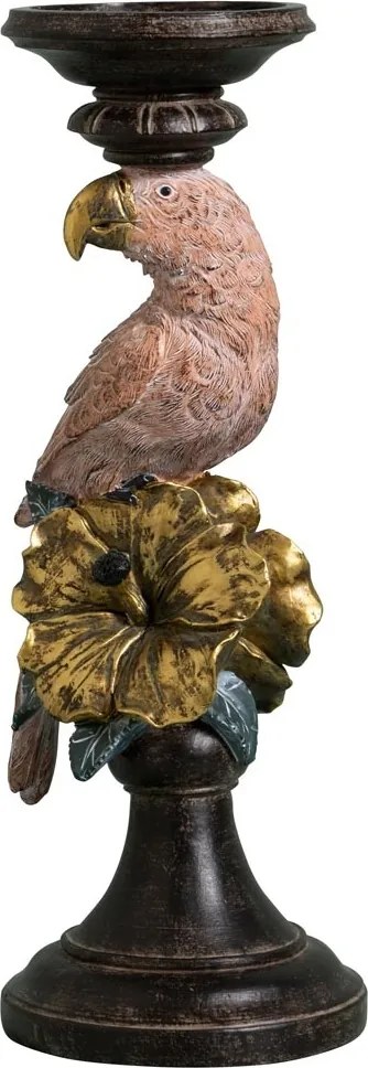 Suport lumanare din polirășină, „Pink Parrot”