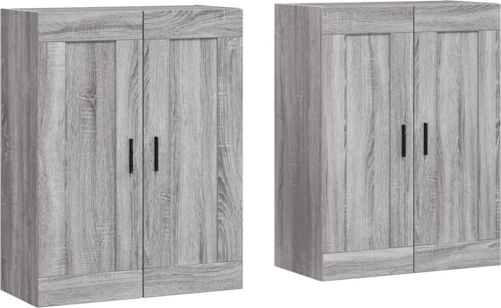 vidaXL Dulapuri montate pe perete, 2 buc, gri Sonoma, lemn prelucrat