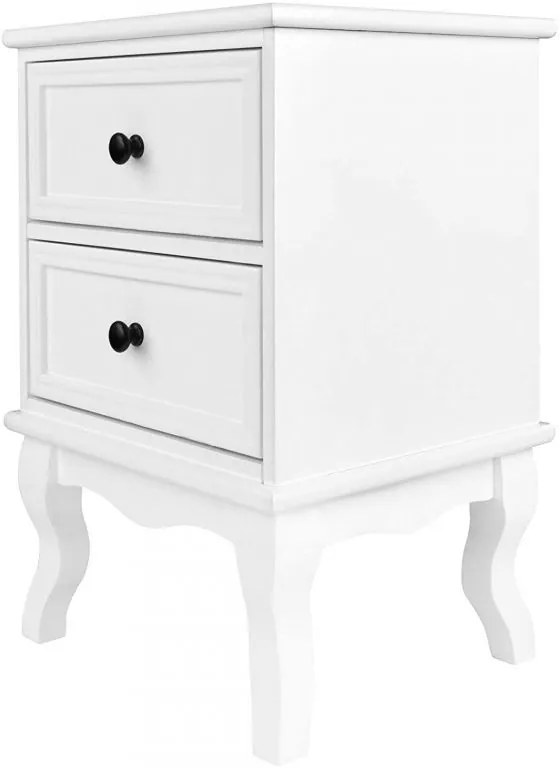 Set de noptiere cu 2 sertare, 2 buc, alb