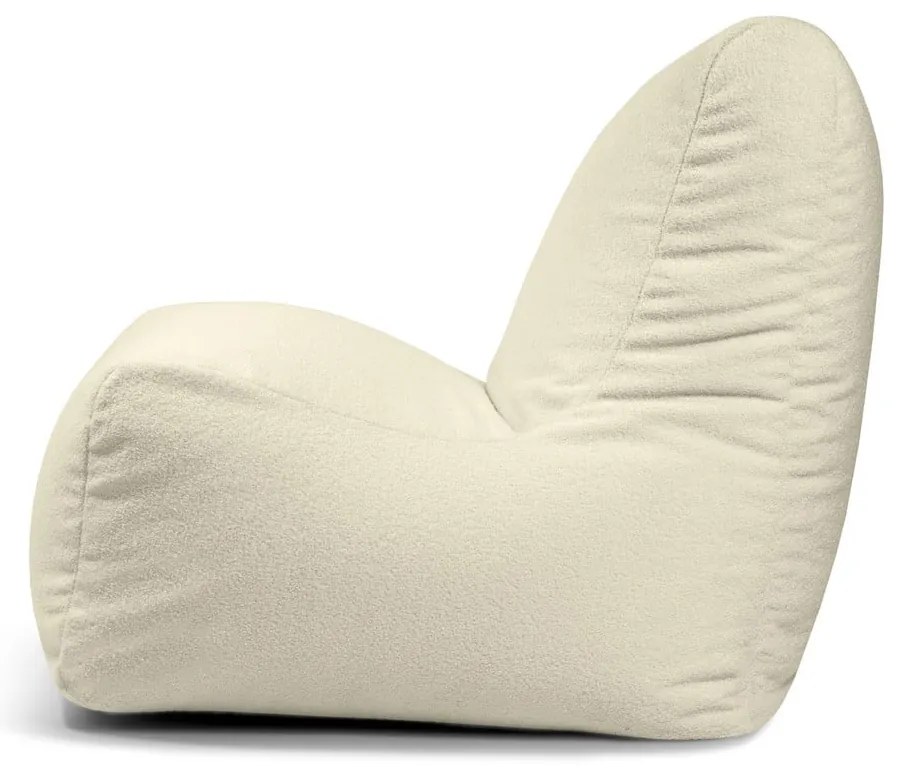 Fotoliu bean bag crem cu tapițerie din țesătură bouclé Seat Lounge – SLOWDOWN