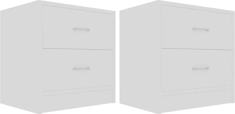vidaXL Noptiere, 2 buc., alb, 40x30x40 cm, lemn prelucrat