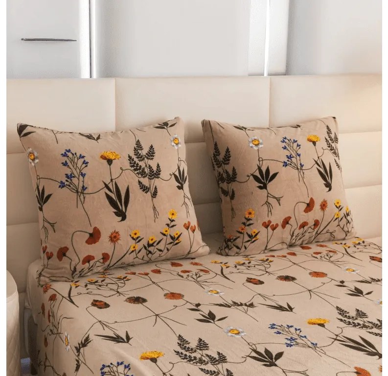 Lenjerie de pat din microplush HERBARIU bej Dimensiune lenjerie de pat: 2 buc 70 x 90 cm | 200 x 220 cm