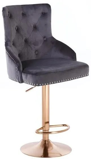 HR654W Scaun Catifea Grafit cu Bază Aurie