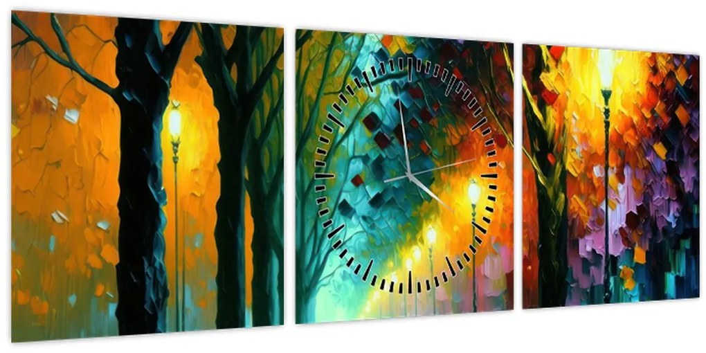 Tablou - Plimbare de noapte (cu ceas) (90x30 cm)