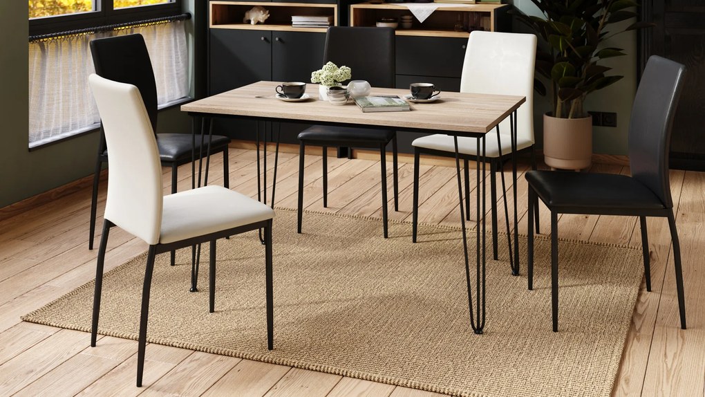 Mazzoni HAIRPIN S-120 Stejar Sonoma - MASĂ LOFT PENTRU BUCĂTĂRIA SUFRAGERIE LIVING