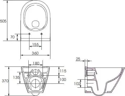 Set vas WC suspendat + capac WC CITY OVAL + plăcuță de acționare SIGMA + modul incastrat + garnitură