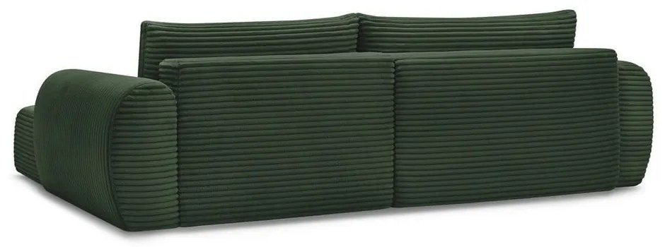 Colțar verde închis extensibil cu tapițerie din catifea reiată (cu colț pe partea dreaptă) Lucien – Bobochic Paris