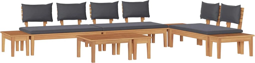 vidaXL Set de canapele pentru grădină 5 pcs Maro și gri