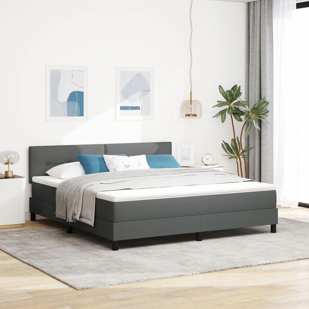 vidaXL Pat cu arcuri cu saltea gri închis 180x200 cm țesătură