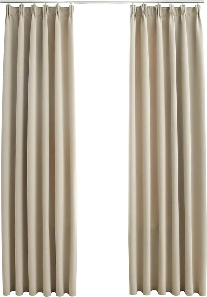 vidaXL Draperii opace cu cârlige, 2 buc., bej, 140 x 225 cm
