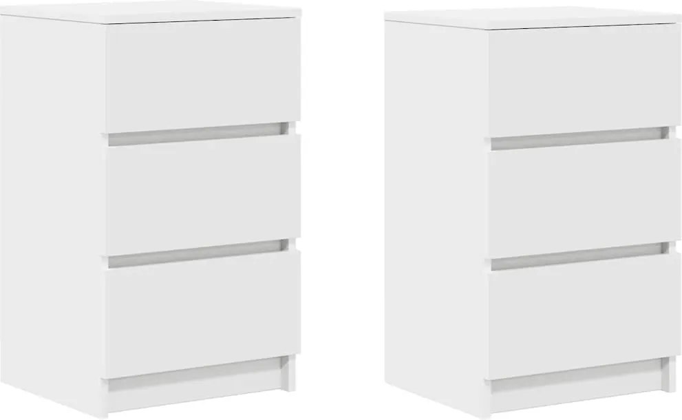 vidaXL Noptiere cu 3 sertare 2 buc Alb 39x35x65 cm