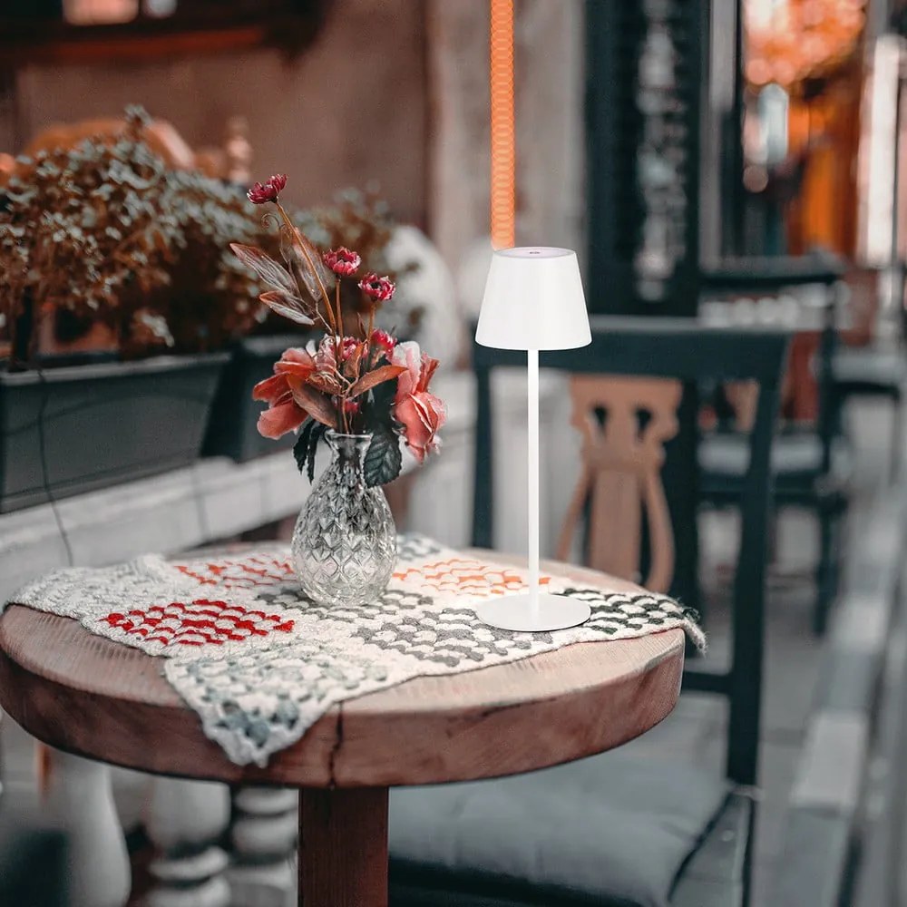 Veioză albă LED cu abajur din metal (înălțime 36,5 cm) Viletto – Fischer & Honsel