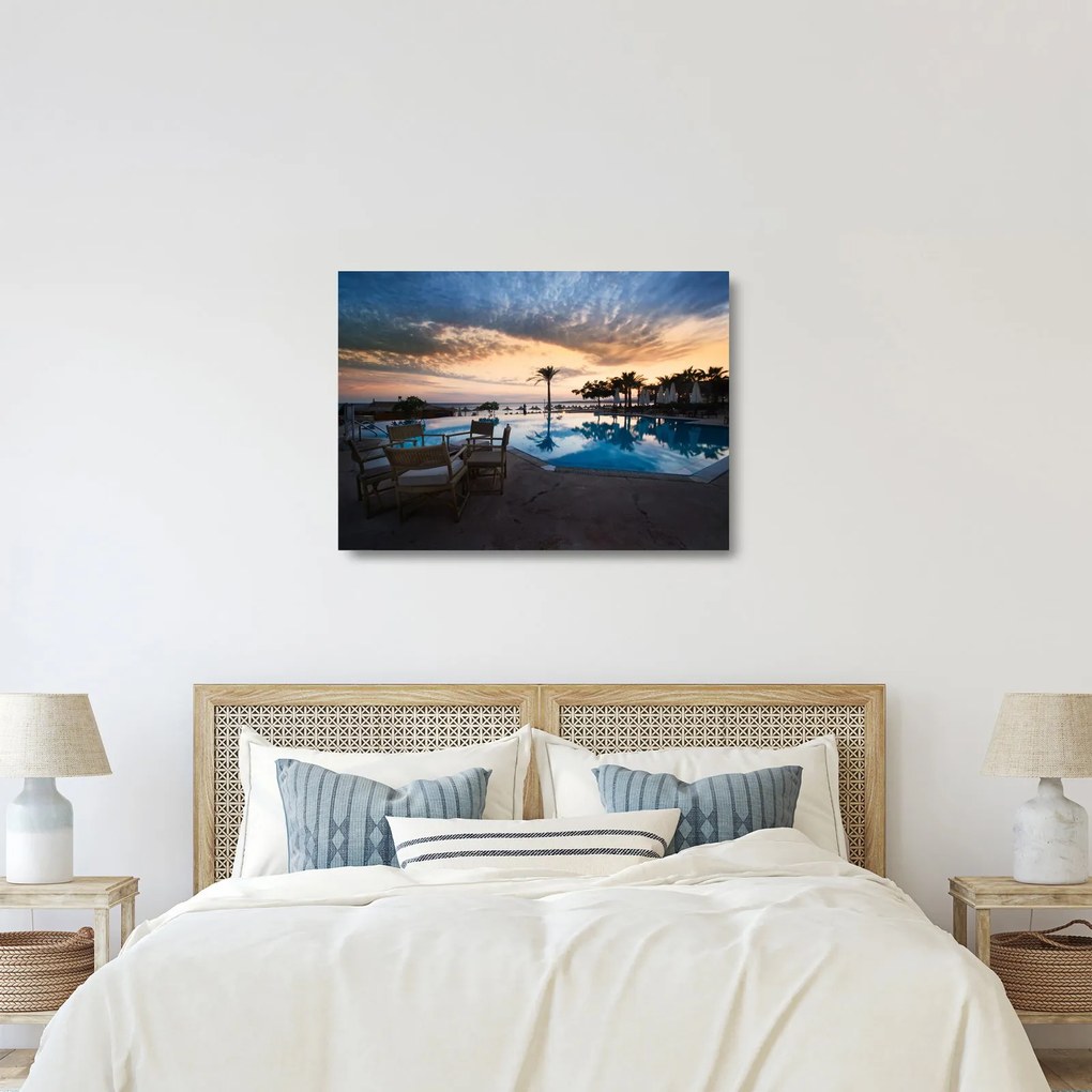 Tablou pe sticlă - Stațiune la mare (70x50 cm)