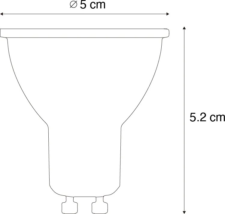 Set de 5 becuri LED GU10 50mm, dimabile, clare, 4.9W 430 lm 2700K