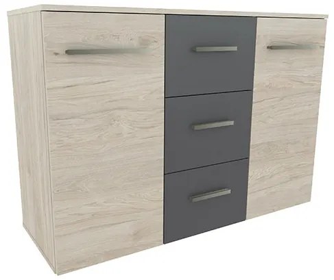 Dormitor Barry, Dulap 4 Usi, Pat tapitat 160x200, 2 Noptiere, Comoda 2 Usi 3 Sertare
