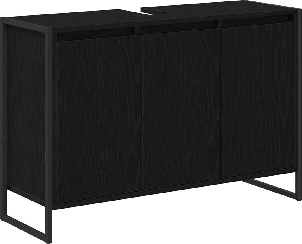 vidaXL Dulap de Baie cu ușă Stejar Negru 90 x 30 x 60 cm Lemn compozit