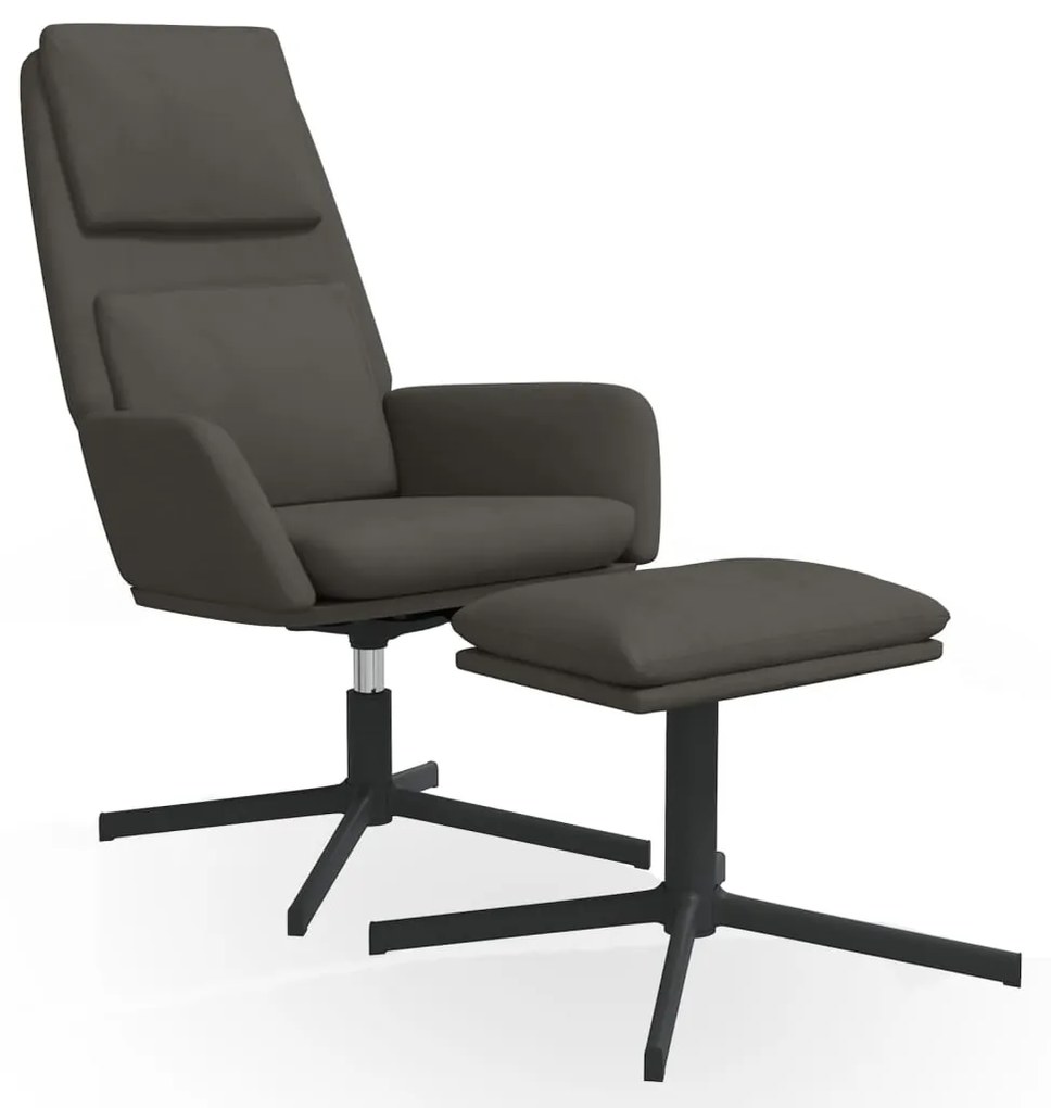 3097799 vidaXL Scaun de relaxare cu taburet, gri închis, catifea
