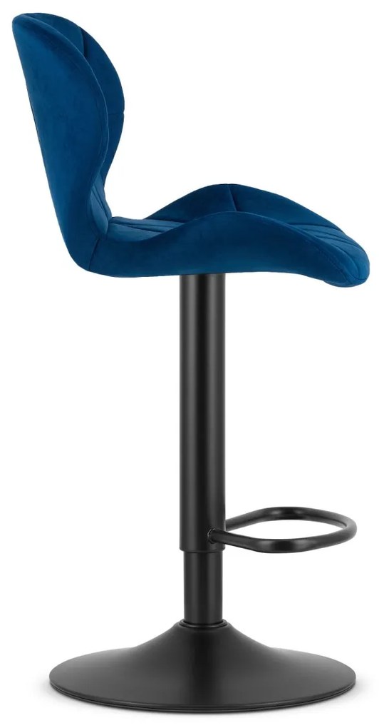 Scaun de bar cu picior negru WEST VELVET, albastru