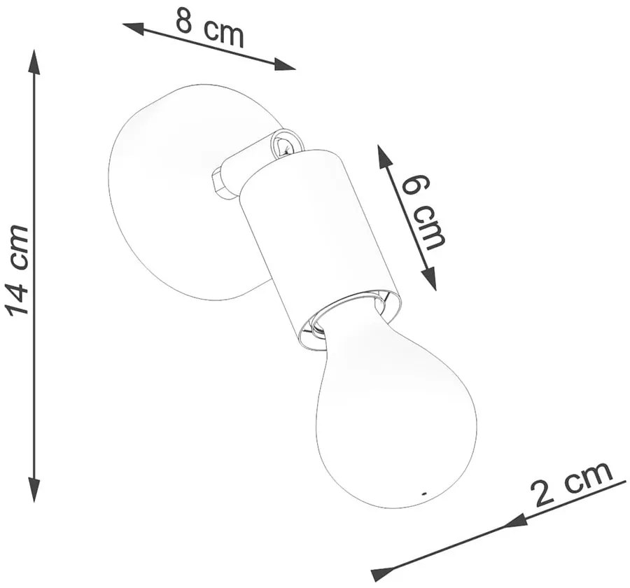 Aplică de perete neagră ø 6 cm Brando – Sollux