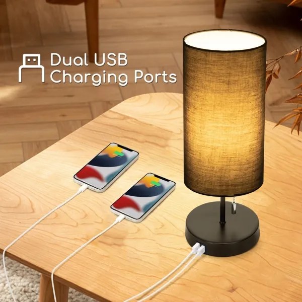 Lampă de masă cu USB Aigostar 1xE27/40W/230V negru