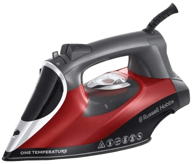 Fier de calcat Russell Hobbs One Temperature 25090-56, 2600 W, Placa ceramica, O temperatură optima, Autocuratare, 0.35 l, Rosu/Negru