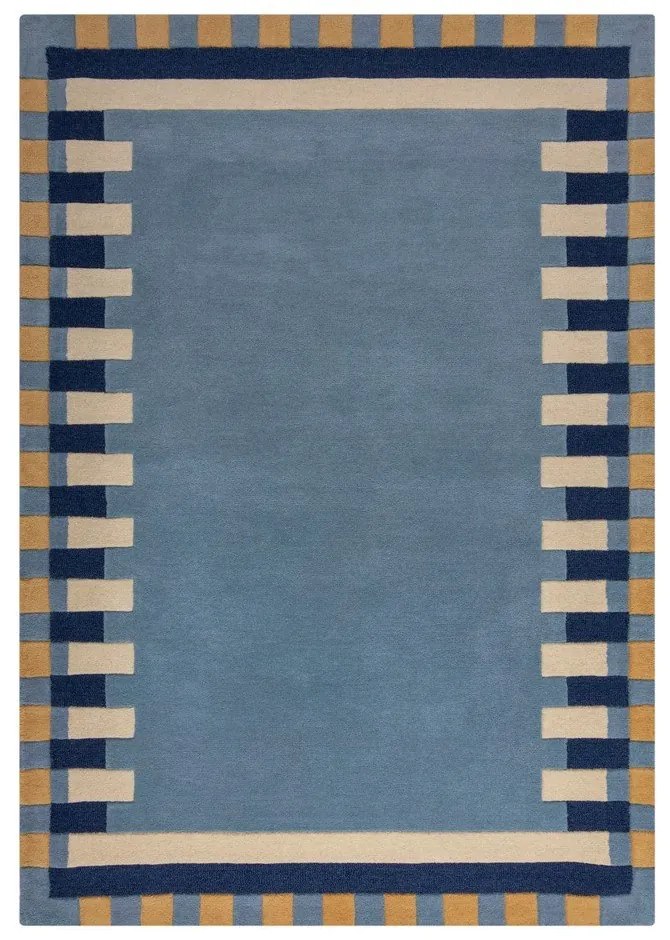 Covor albastru țesut manual din lână 120x170 cm Kai Wool Border – Flair Rugs