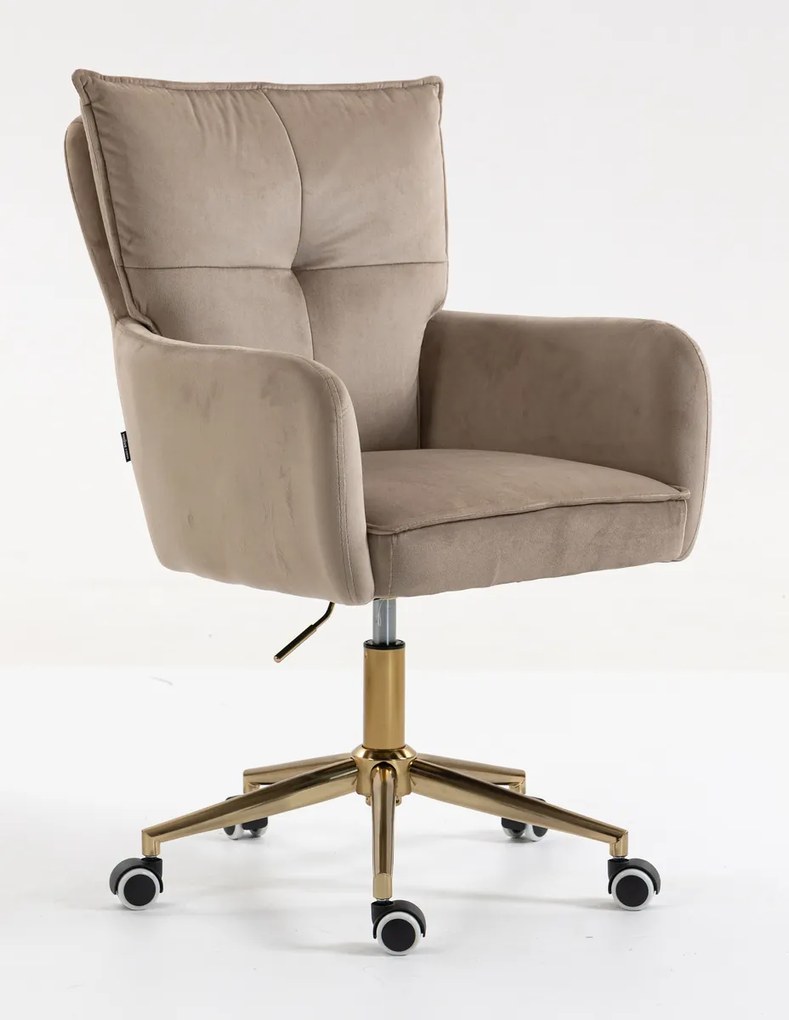 HR250K Scaun Catifea Latte Bază Aurie