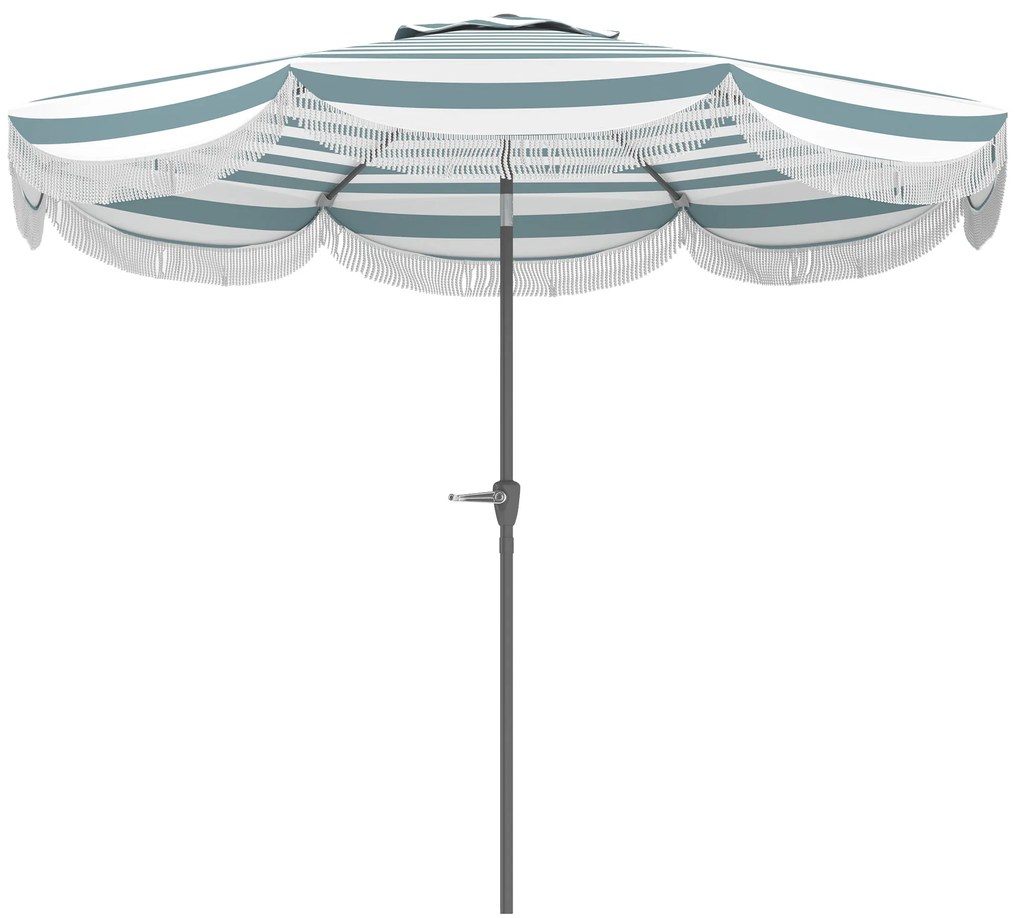 Outsunny Umbrelă de grădină 2,7 m, umbrelă de exterior inclinabilă UPF 30+ cu manivelă, 8 baleiene, albastru clar și alb | Aosom Romania