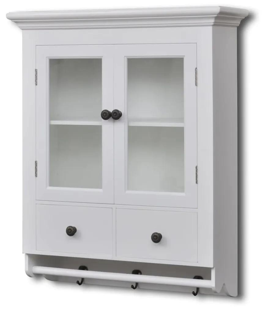 241374 vidaXL Dulap de perete pentru bucătărie, cu ușă din sticlă, lemn, alb