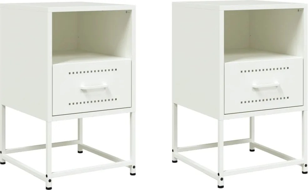 vidaXL Noptiere, 2 buc., alb, 36x39x60,5 cm, oțel