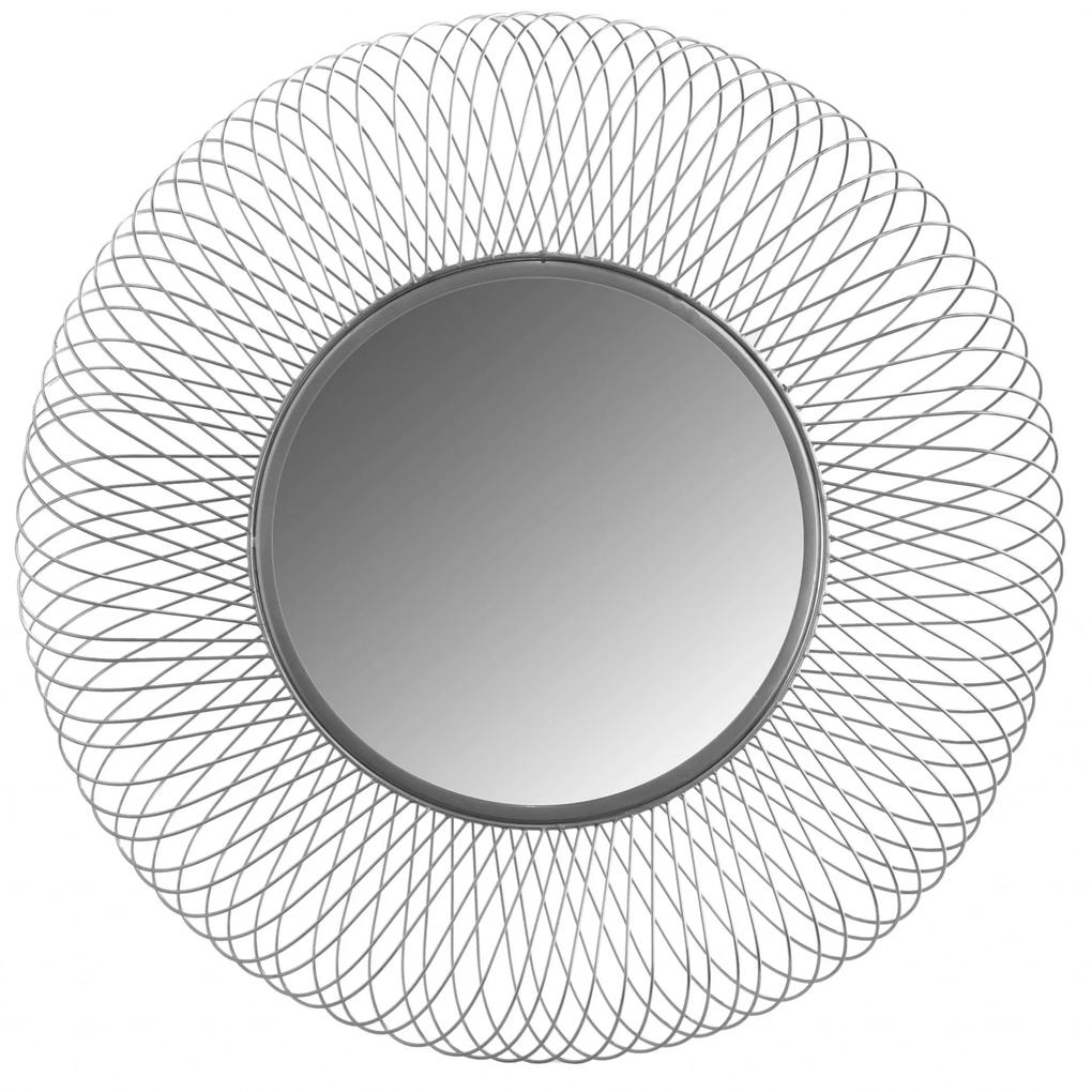 Oglindă rotunda cu rama din fier argintie 75x75x10 cm