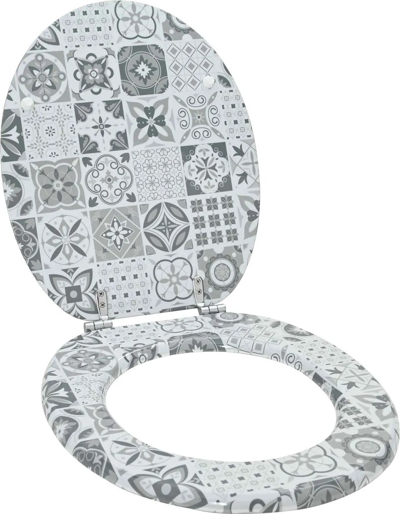 vidaXL Capac de toaletă cu închidere lentă Gri 44 x 38 cm Placă MDF