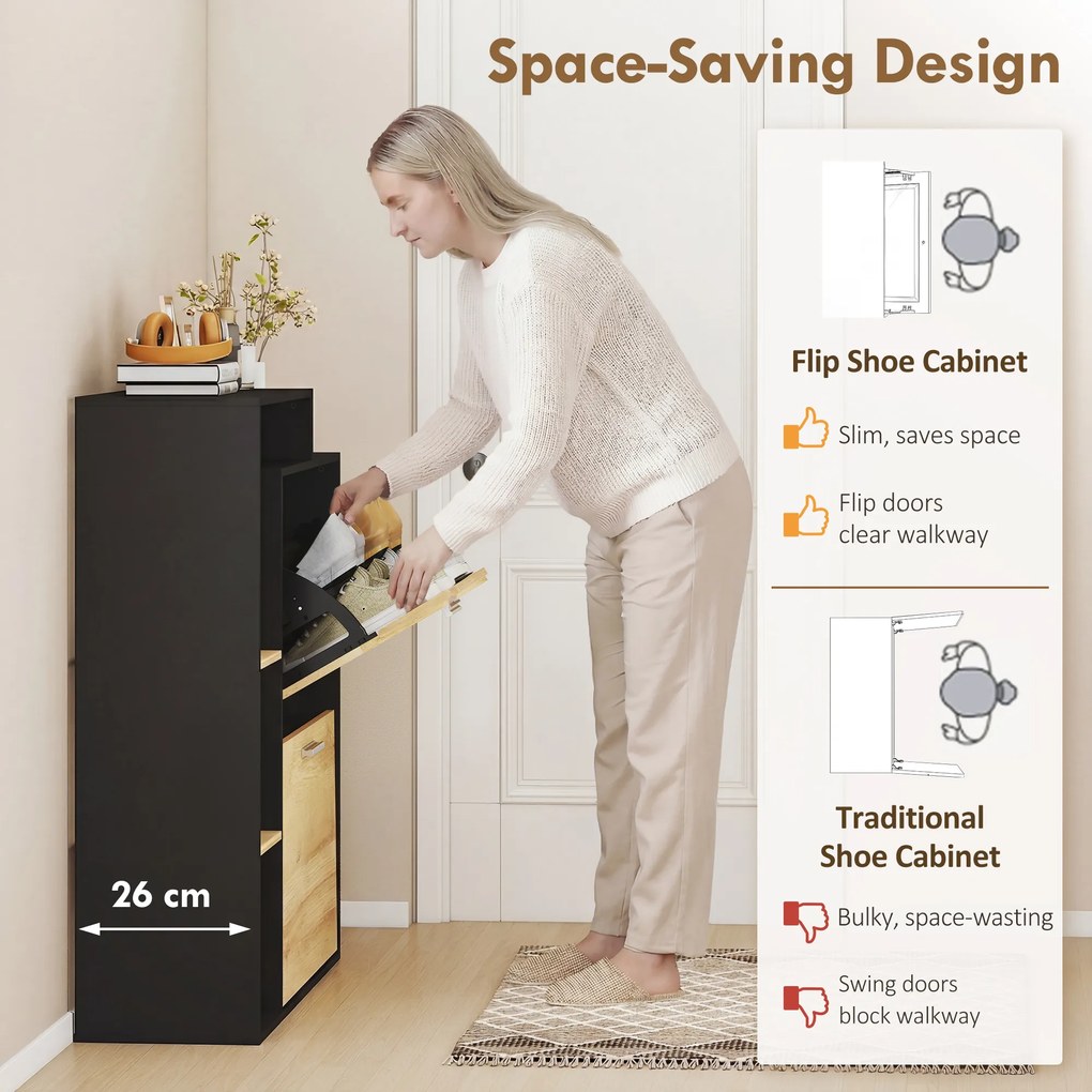 HOMCOM dulap slim pantofi, dulap economisire spațiu, pantofar slim, dulap rabatabil pantofi, pantofar economisire spațiu | Aosom Romania