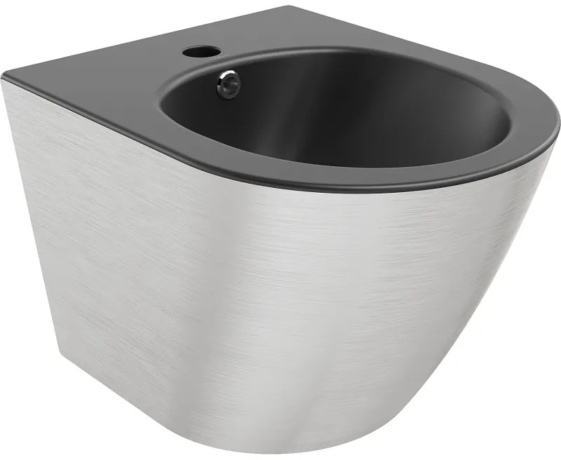 Bidet suspendat Mexen Lena, negru mat/model argintiu linii - 35224873