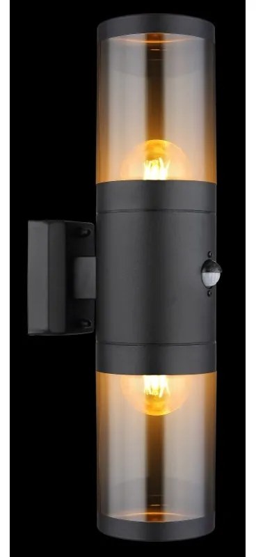 Aplica pentru exterior cu senzor de miscare design modern IP44 Xeloo negru, fumuriu