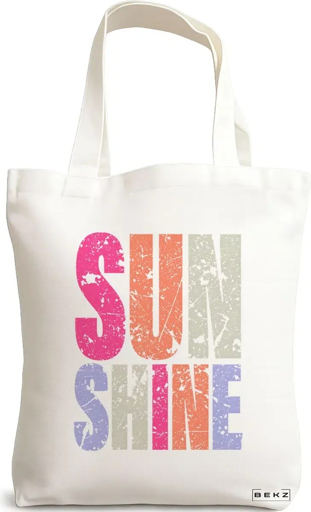 Sacosa de Panza pentru Cumparaturi, Geanta Tote, model Sunshine 38 x 34.5 cm, Alba, BEKZ®