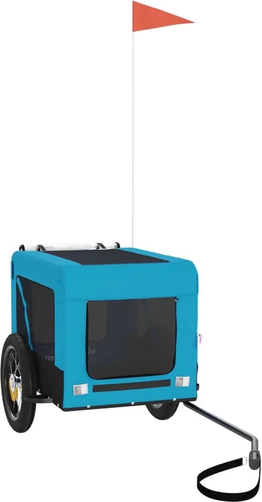 vidaXL Remorcă bicicletă animale companie, albastru/negru, oxford/fier