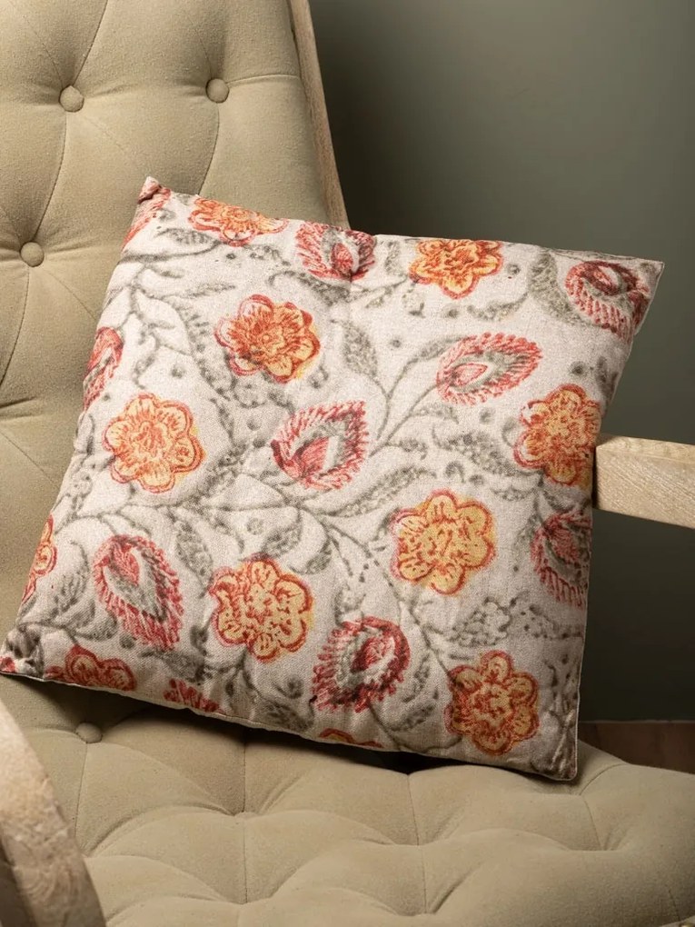 Perna decorativa, din stofa, cu imprimeu floral, Celosia 45x45cm