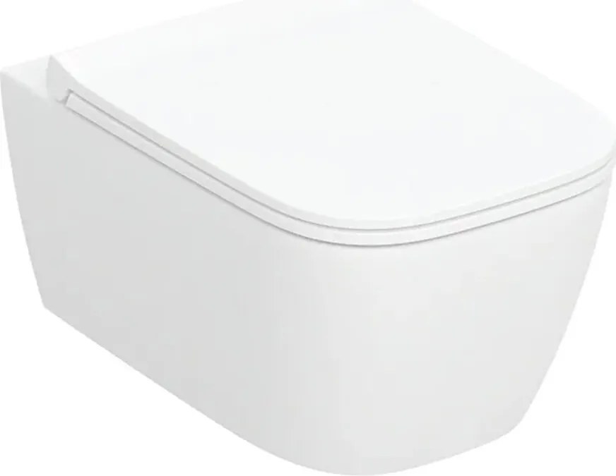 Set vas WC suspendat Geberit Smyle TurboFlush alb cu spalare verticala si capac softclose