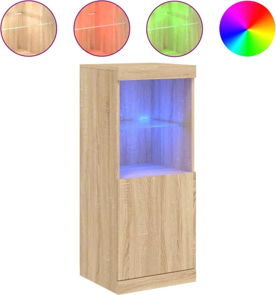 vidaXL Servantă cu lumini LED, stejar sonoma, 41x37x100 cm